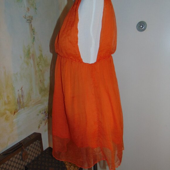 Steve Madden Blouse Top Women Small Orange Boho Plunging V-Neck Fairycore Twee - Picture 5 of 11